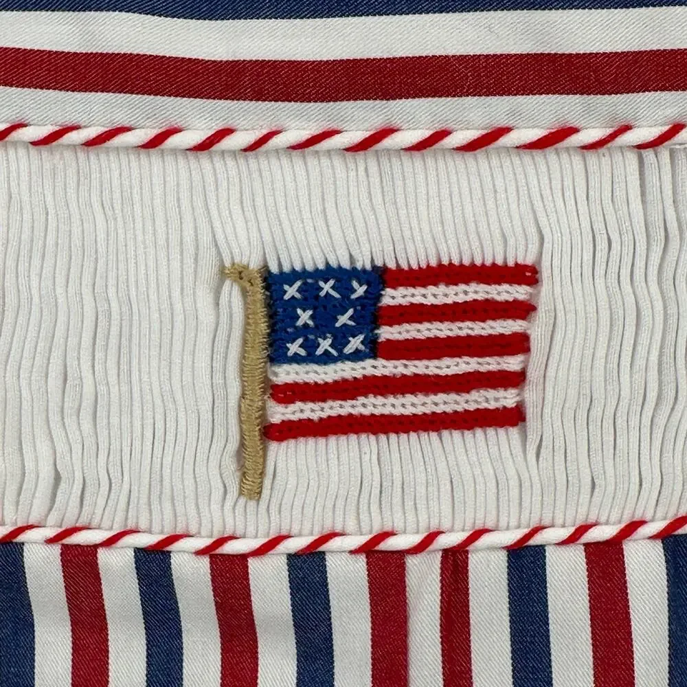 Edgehill Collection Patriotic USA Flag Embroidered Smocked Romper Boys Sz 3 Mos